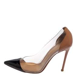 Gianvito Rossi Black/Beige Patent Leather And PVC Plexi  Pumps Size 39.5