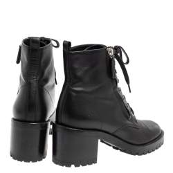 Pre Owned Gianvito Rossi Black Leather Zip Combat Boots Size 37.5