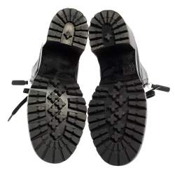 Pre Owned Gianvito Rossi Black Leather Zip Combat Boots Size 37.5