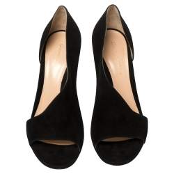 Pre Owned Gianvito Rossi Black Suede Open Side D'orsay Sandals Size 39