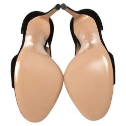 Pre Owned Gianvito Rossi Black Suede Open Side D'orsay Sandals Size 39