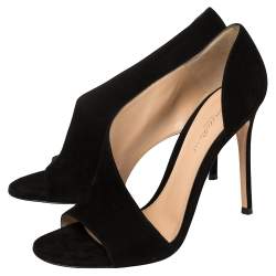 Pre Owned Gianvito Rossi Black Suede Open Side D'orsay Sandals Size 39