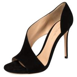 Pre Owned Gianvito Rossi Black Suede Open Side D'orsay Sandals Size 39