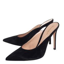 Pre Owned Gianvito Rossi Suede Fanny Point-Toe Mules Sandals Size 37