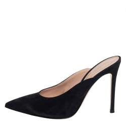 Pre Owned Gianvito Rossi Suede Fanny Point-Toe Mules Sandals Size 37