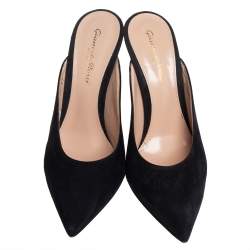 Pre Owned Gianvito Rossi Suede Fanny Point-Toe Mules Sandals Size 37
