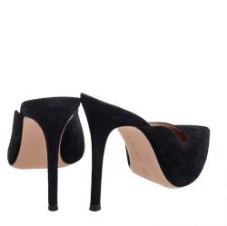 Pre Owned Gianvito Rossi Suede Fanny Point-Toe Mules Sandals Size 37