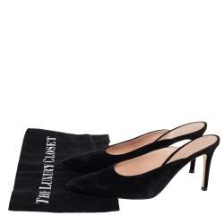 Pre Owned Gianvito Rossi Black Suede Mule Sandals Size 37.5