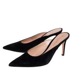 Pre Owned Gianvito Rossi Black Suede Mule Sandals Size 37.5