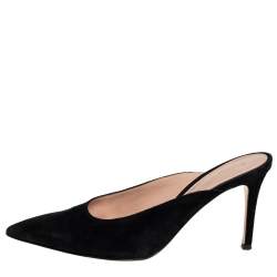 Pre Owned Gianvito Rossi Black Suede Mule Sandals Size 37.5