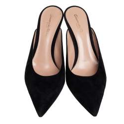 Pre Owned Gianvito Rossi Black Suede Mule Sandals Size 37.5