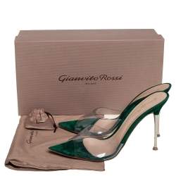 Pre Owned Gianvito Rossi Green PVC And Suede Elle Sandals Size 38
