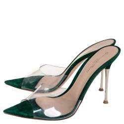 Pre Owned Gianvito Rossi Green PVC And Suede Elle Sandals Size 38