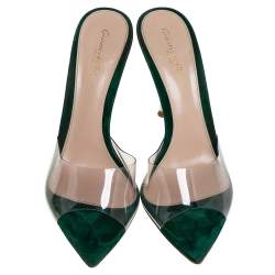 Pre Owned Gianvito Rossi Green PVC And Suede Elle Sandals Size 38