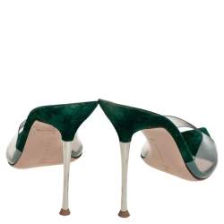 Pre Owned Gianvito Rossi Green PVC And Suede Elle Sandals Size 38