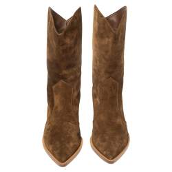Pre Owned Gianvito Rossi Brown Suede Denver Mid Calf Boots Size 41