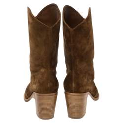Pre Owned Gianvito Rossi Brown Suede Denver Mid Calf Boots Size 41