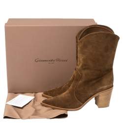 Pre Owned Gianvito Rossi Brown Suede Denver Mid Calf Boots Size 41