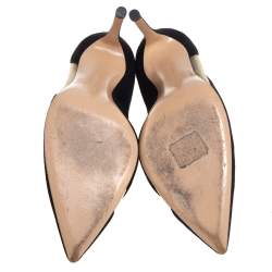 Pre Owned Gianvito Rossi Black Suede and Mesh Pointed Toe Pumps Size 39