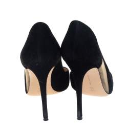Pre Owned Gianvito Rossi Black Suede and Mesh Pointed Toe Pumps Size 39