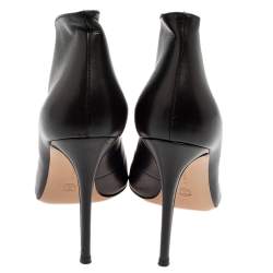 Pre Owned Gianvito Rossi Black Leather Vamp Peep Toe Slip On Booties Size 41