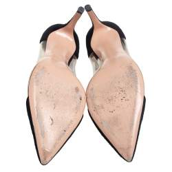 Pre Owned Gianvito Rossi Black Suede And PVC Plexi Pumps Size 39.5