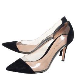 Pre Owned Gianvito Rossi Black Suede And PVC Plexi Pumps Size 39.5