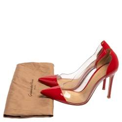 Pre Owned Gianvito Rossi Red Patent Leather and PVC Plexi  Pumps Size 36