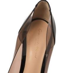 Pre Owned Gianvito Rossi Black Patent Leather and PVC Plexi Pointed Toe Pumps Size 38.5