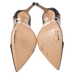 Pre Owned Gianvito Rossi Black Patent Leather and PVC Plexi Pointed Toe Pumps Size 38.5