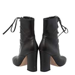 Pre Owned Gianvito Rossi Grey Leather Block Heel Ankle Boots Size 37.5