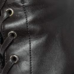 Pre Owned Gianvito Rossi Grey Leather Block Heel Ankle Boots Size 37.5