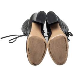 Pre Owned Gianvito Rossi Grey Leather Block Heel Ankle Boots Size 37.5