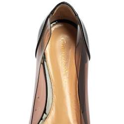 Pre Owned Gianvito Rossi Black Patent Leather And PVC Plexi Ballet Flats Size 36.5