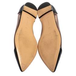 Pre Owned Gianvito Rossi Black Patent Leather And PVC Plexi Ballet Flats Size 36.5