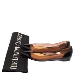 Pre Owned Gianvito Rossi Black Patent Leather And PVC Plexi Ballet Flats Size 36.5