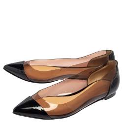 Pre Owned Gianvito Rossi Black Patent Leather And PVC Plexi Ballet Flats Size 36.5