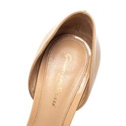 Pre Owned Gianvito Rossi Beige PVC And Patent Leather Bree Open Toe D'Orsay Sandals Size 38.5