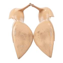 Pre Owned Gianvito Rossi Beige PVC And Patent Leather Bree Open Toe D'Orsay Sandals Size 38.5