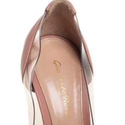 Pre Owned Gianvito Rossi Two Tone Python, Leather, and PVC Plexi Pointed Toe Pumps Size 39