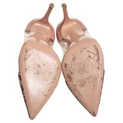 Pre Owned Gianvito Rossi Two Tone Python, Leather, and PVC Plexi Pointed Toe Pumps Size 39