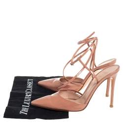 Pre Owned Gianvito Rossi Beige Patent Leather Ankle Strap Sandals Size 40