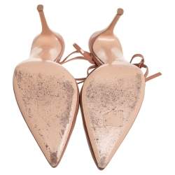 Pre Owned Gianvito Rossi Beige Patent Leather Ankle Strap Sandals Size 40