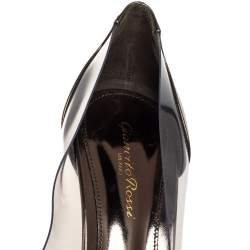 Pre Owned Gianvito Rossi Metallic Green Leather and PVC Plexi Pointed Toe Pumps Size 39.5