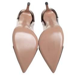 Pre Owned Gianvito Rossi Metallic Green Leather and PVC Plexi Pointed Toe Pumps Size 39.5