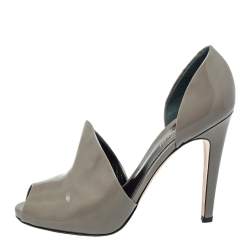 Pre Owned Gianvito Rossi Grey Leather Cutout Peep Toe Pumps Size 40
