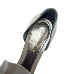 Pre Owned Gianvito Rossi Grey Leather Cutout Peep Toe Pumps Size 40