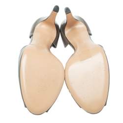 Pre Owned Gianvito Rossi Grey Leather Cutout Peep Toe Pumps Size 40