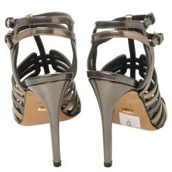 Pre Owned Sergio Rossi Multicolor Patent Leather Strappy Cage Sandals Size 35