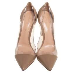 Pre Owned Gianvitto Rossi Beige PVC And Leather Plexi Pumps Size 39